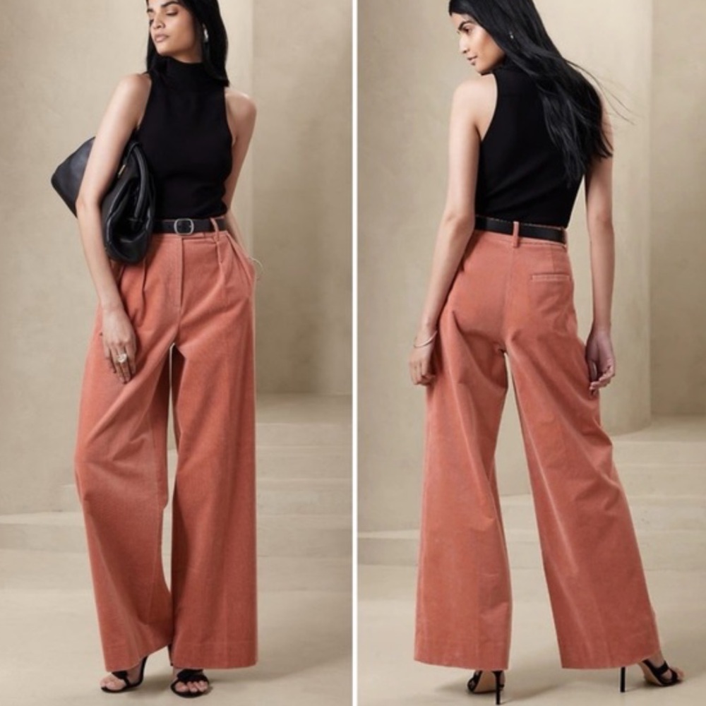 NWT Banana Republic Wide Leg Corduroy Pant Dusty Coral terracotta Sz 16 $150